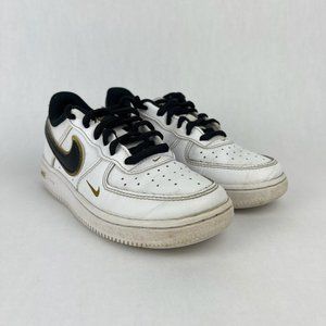 Nike Air Force 1 LV8 DM3386-100 White Black Gold Sneakers Sz 12.5C Toddler Shoes